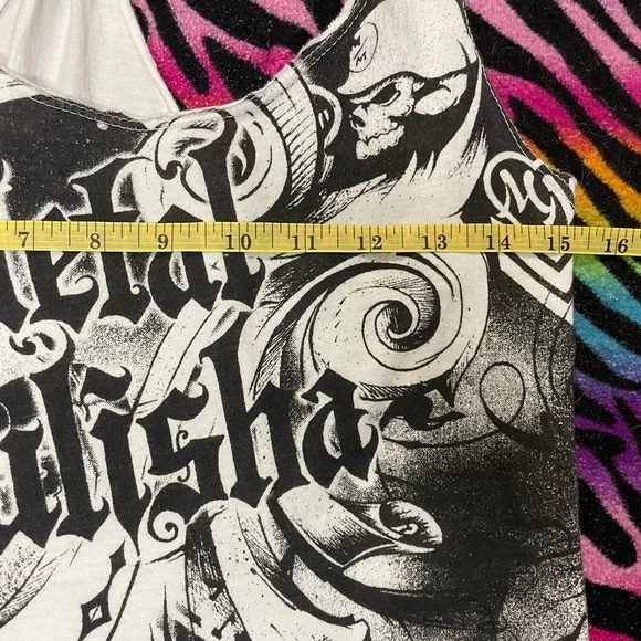 Y2k grunge goth rare 2000s Metal Mulisha Edgy Black and Gray Tank Top - Picture 2 of 3